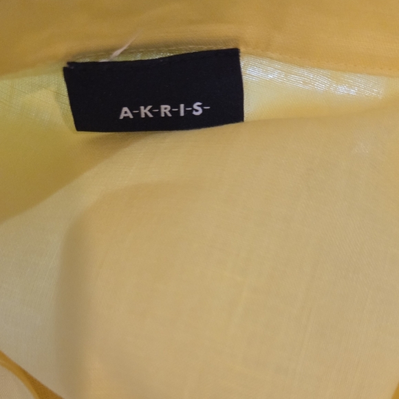Women's Akris Boxy Linen Short Sleeve Yellow Blouse, Size 8 - Picture 2 of 12